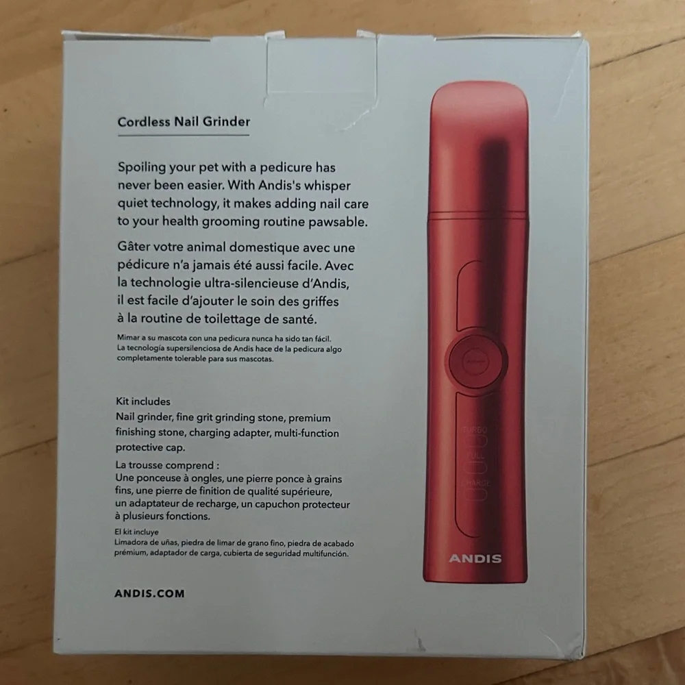 Andis Red Cordless Nail Grinder for Pets